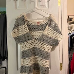 Mossimo Supply Co. Cream and Gray Crochet Top